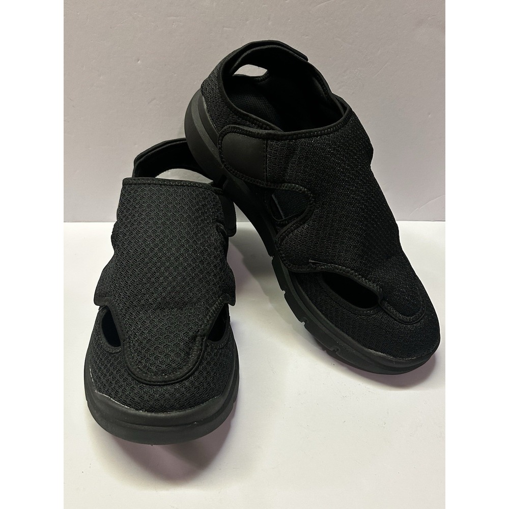 FitVille Mens 11.5W Black Closed Toe Sandals Diabetic Shoes Plantar Fasciitis